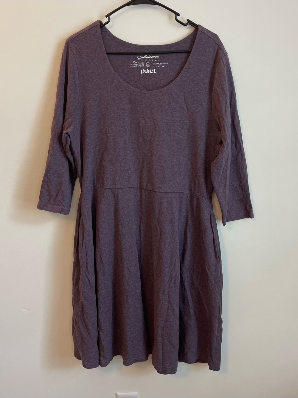 Pact Women's Purple Scoop Neck A-Line Dress 2XL